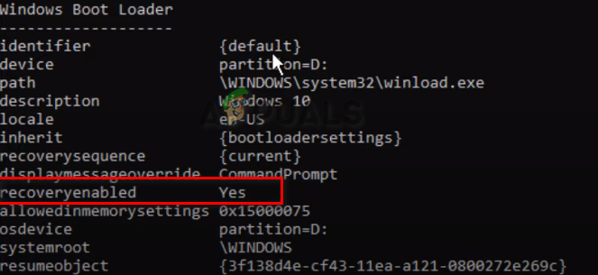 Recovery enabled is set as Yes.