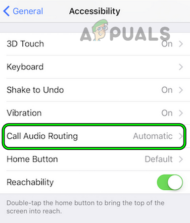 Open Call Audio Routing in the iPhone's Accessibility Settings