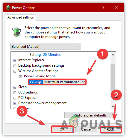 Changing Wireless Adapter Settings to Maximum Performance