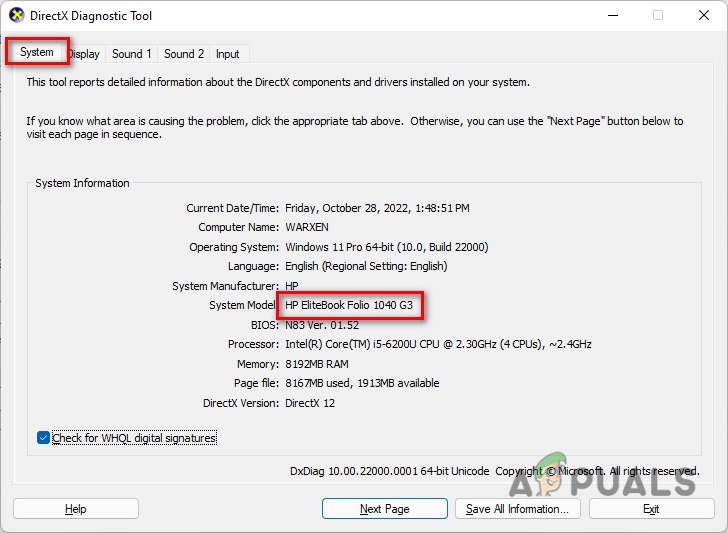 Checking Laptop's Model Number