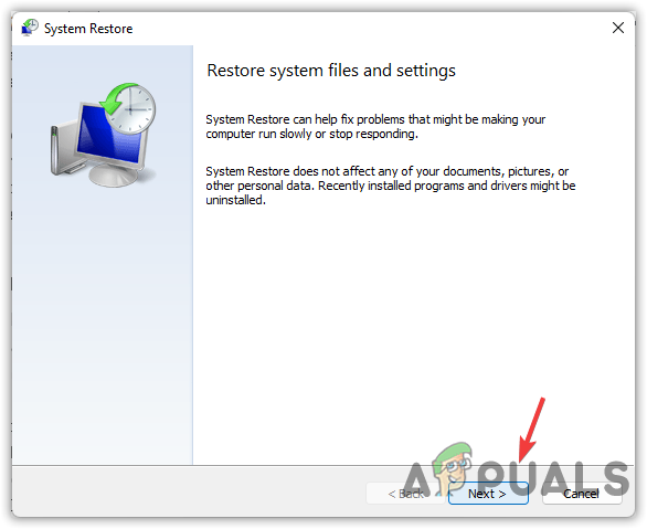 Clicking Next To Start