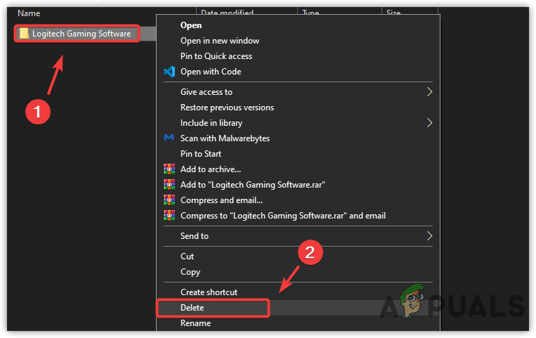 Deleting Logitech Gaming Software Folder