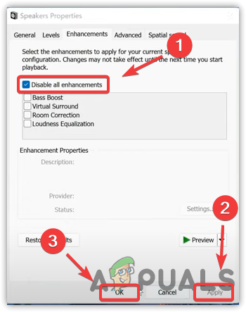 Disabling Audio Enhancement
