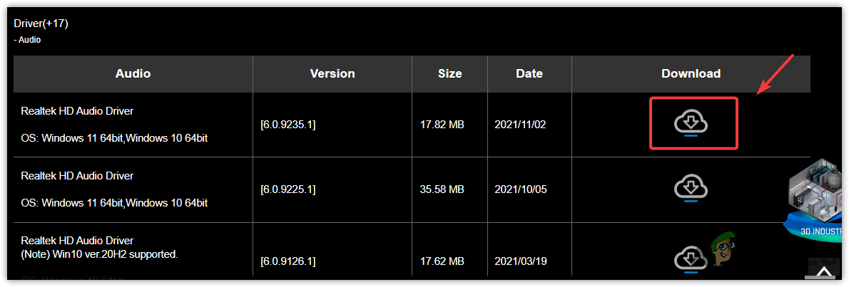 Downloading Audio Driver