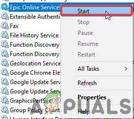 Manually restart Epic Online Services