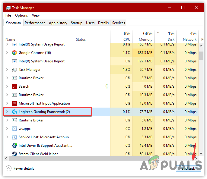 End Tasking Logitech Gaming Software