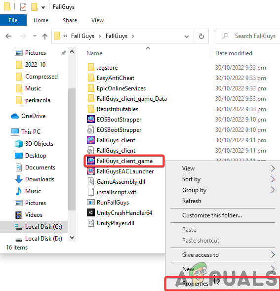 Right Click Fall Guys and open properties