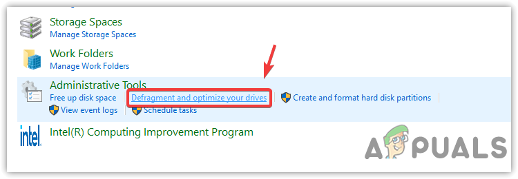 Navigating to Defragment Drives Settings