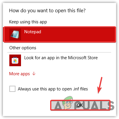 Opening INF File With Notepad