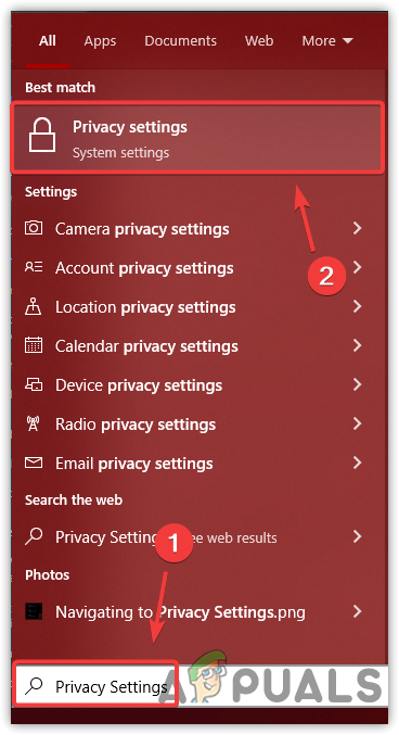 Opening Privacy Settings