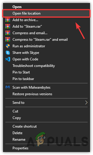 Opening Steam Location