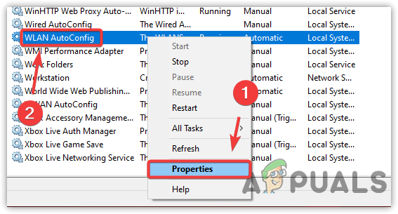 Opening WLANAutoConfig Service Properties