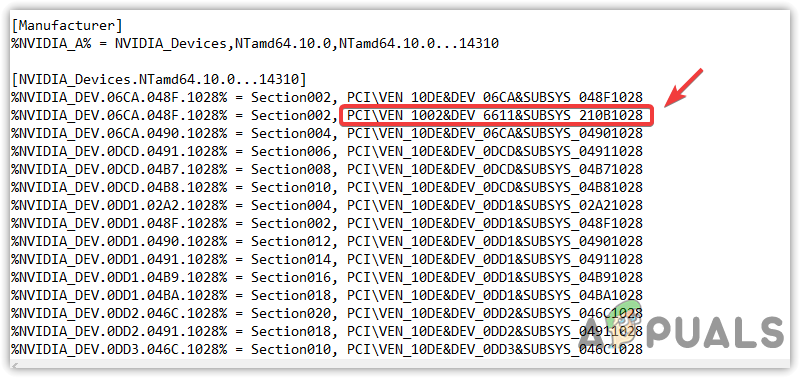 Pasting Copied Hardware Id In The INF File
