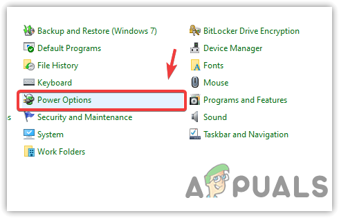 Proceeding To Power Options