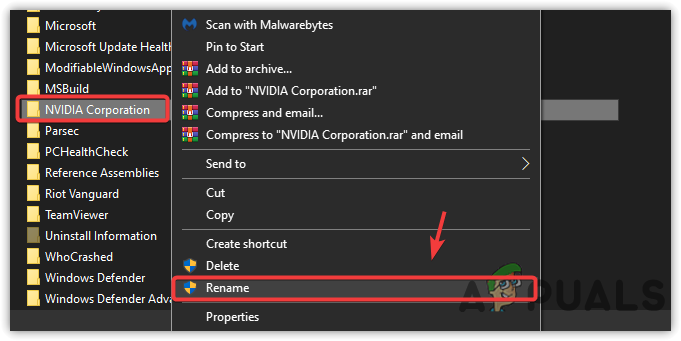 Renaming Nvidia Folder