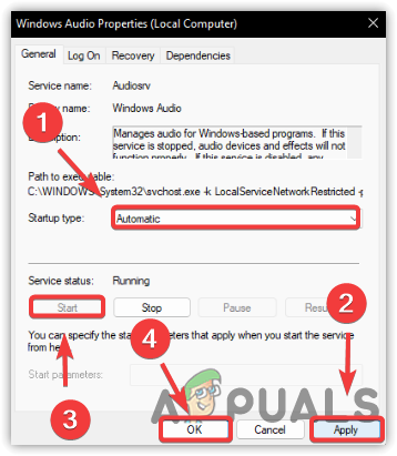Restarting Windows Audio Service
