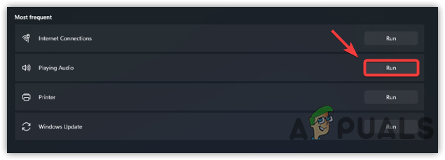 Running Audio Troubleshooter