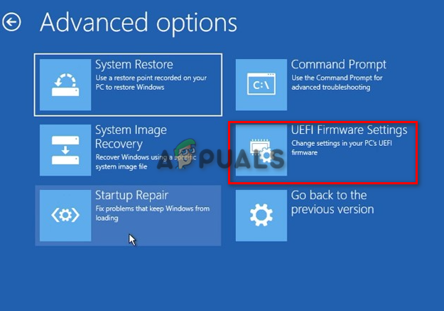 Click on the UEFI Firmware Settings.
