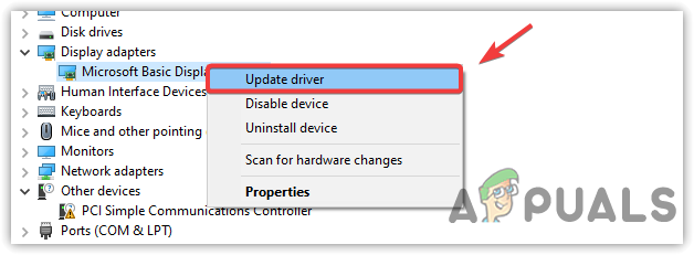 Updating Driver Via Device Manager