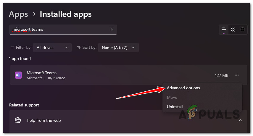 Access the Advanced Menu of Microsoft Teams