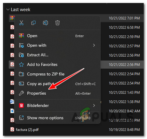 Access the Properties screen