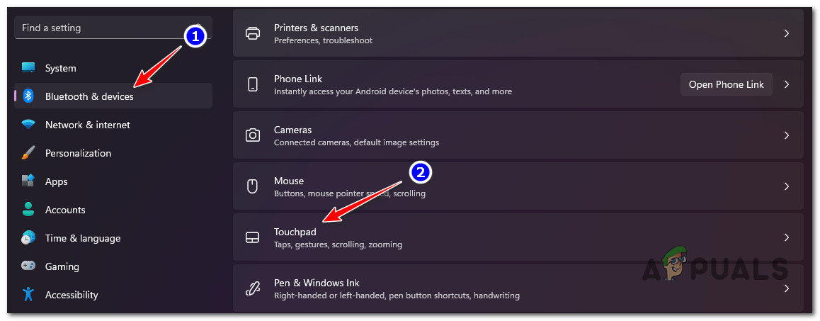 Access the Touchpad gestures