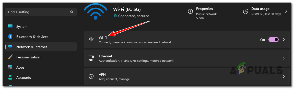 Access the Wi-Fi Section