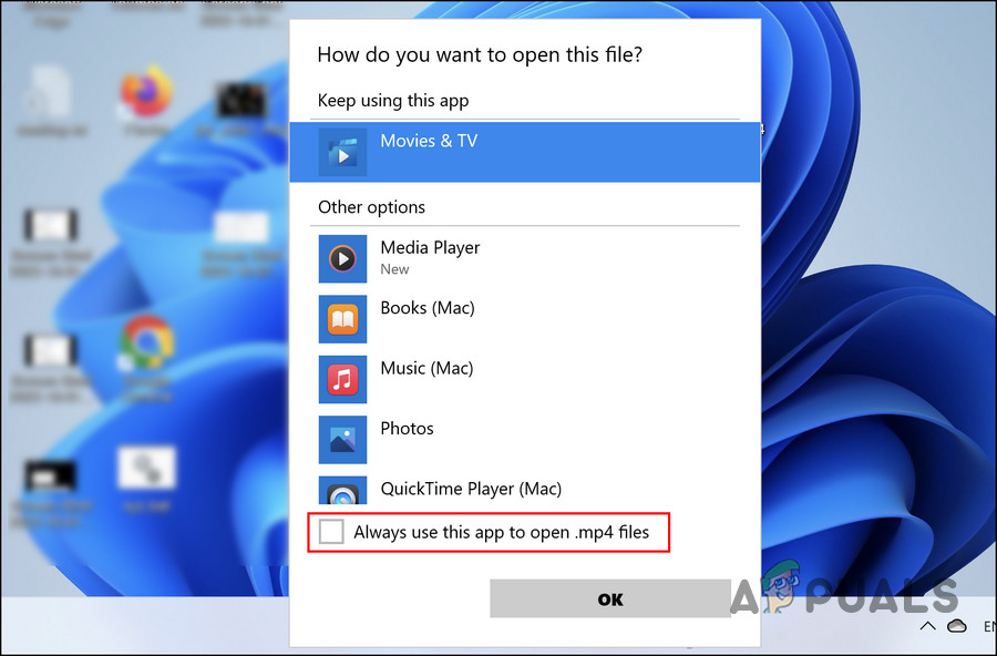 Set the app as the default option