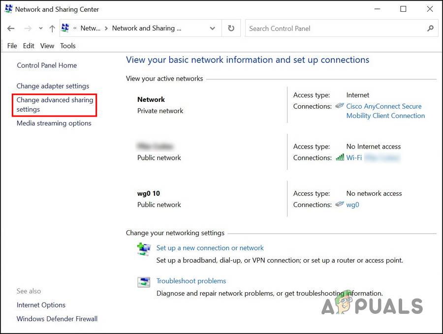 Choose Change advanced sharing settings