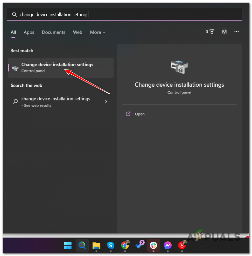 Change device installation settings