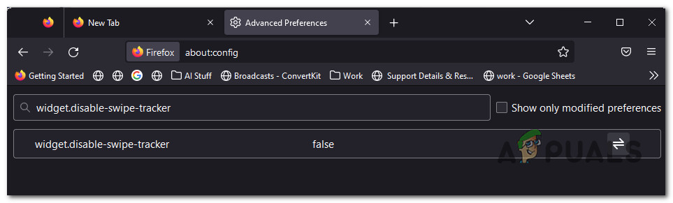 Change the value of the swipe tracker