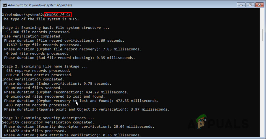 Run a CHKDSK scan