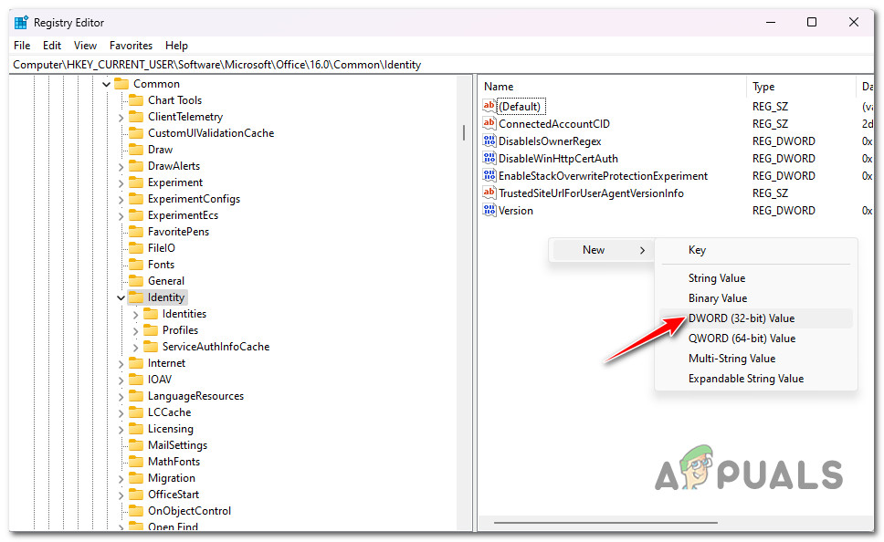 Create a DWORD value