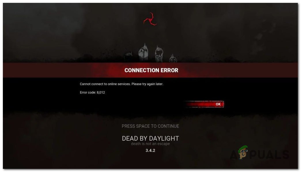 Dead by daylight код ошибки 8012