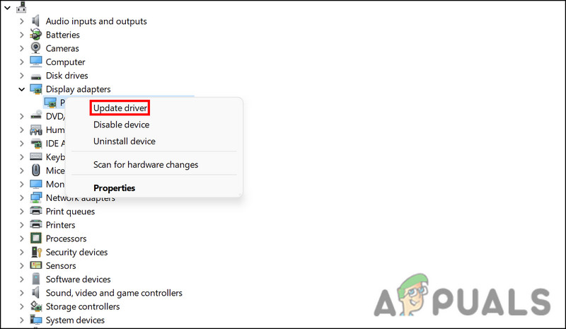 Choose Update driver from the context menu