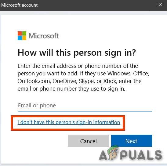 Don't have this persons sign in info