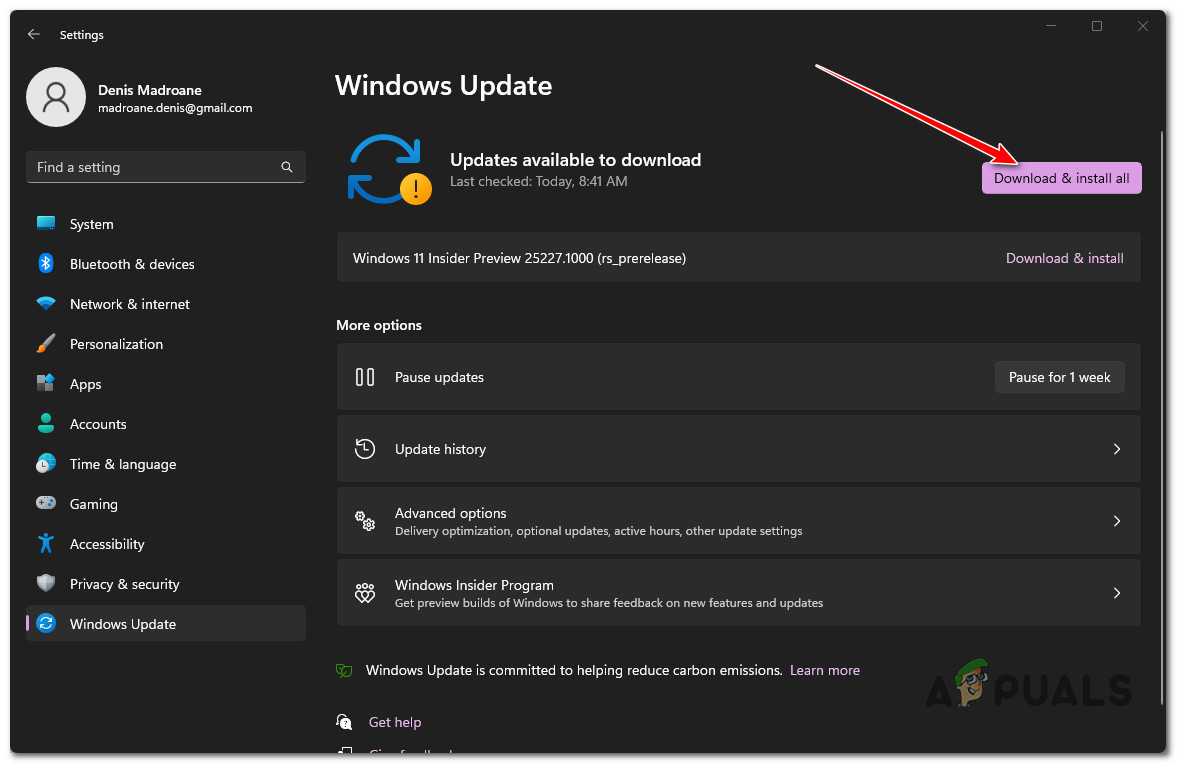 Downlload & Install pending updates