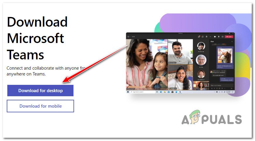 Downloading Microsoft Teams from Desktop