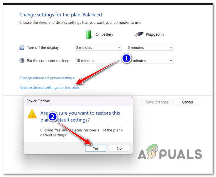 Reset all Power plan settings