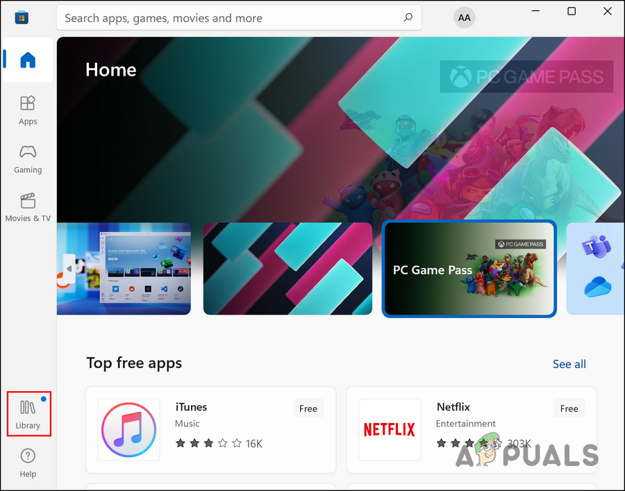Click on the Library icon