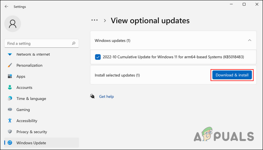 Click on the Download & install button
