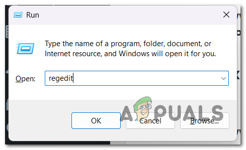 Open the Registry Editor with admin access