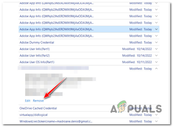 Removing the saved credential