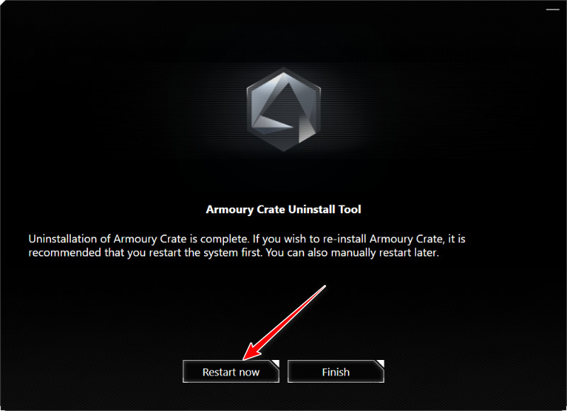 Restarting the PC after uninstallation