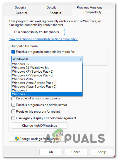 Run in Compatibility mode
