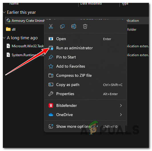 Running as administrator
