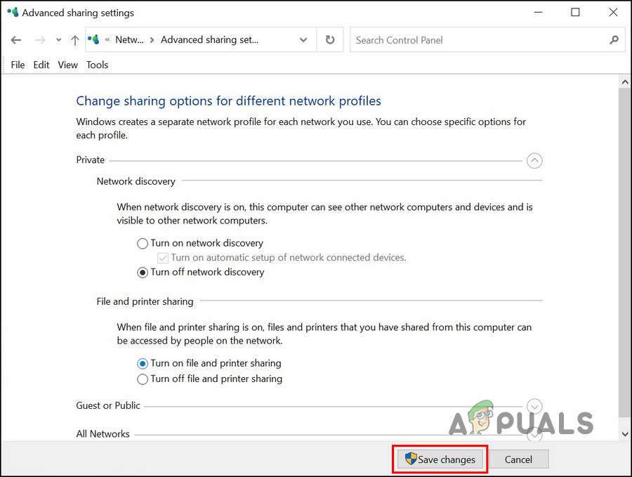 Hit the Save changes button