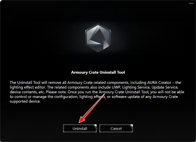 Uninstalling the Armoury Crate