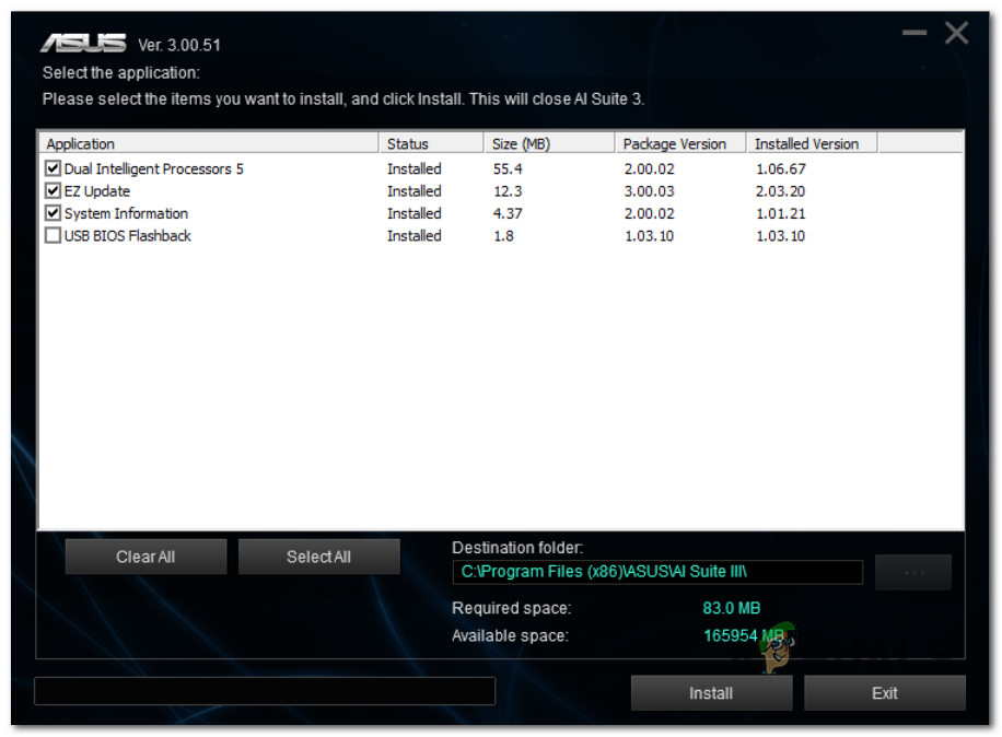 Update the ASUS suite to the latest version