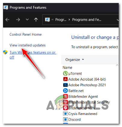 View the recently installed Windows Updates